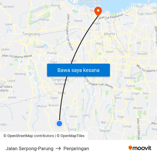 Jalan Serpong-Parung to Penjaringan map