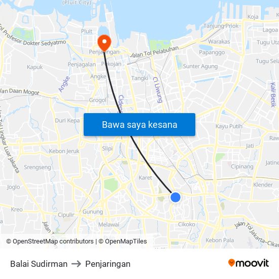 Balai Sudirman to Penjaringan map
