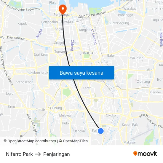 Nifarro Park to Penjaringan map
