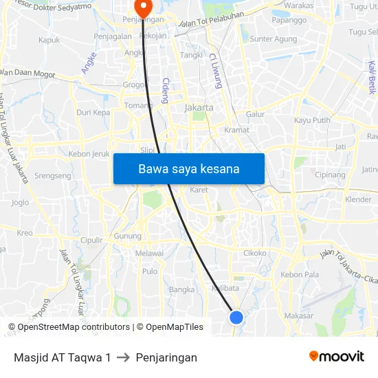 Masjid AT Taqwa 1 to Penjaringan map