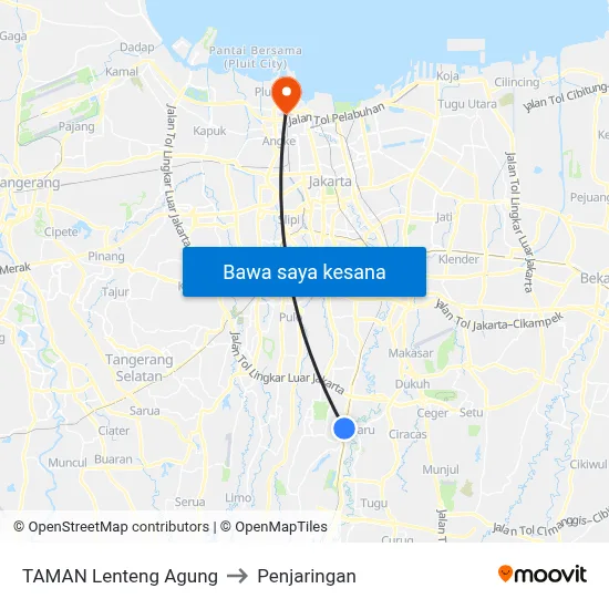 TAMAN Lenteng Agung to Penjaringan map