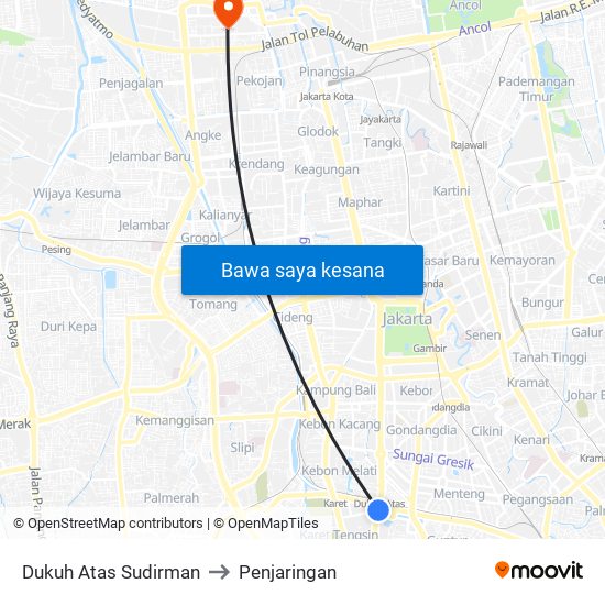 Dukuh Atas Sudirman to Penjaringan map