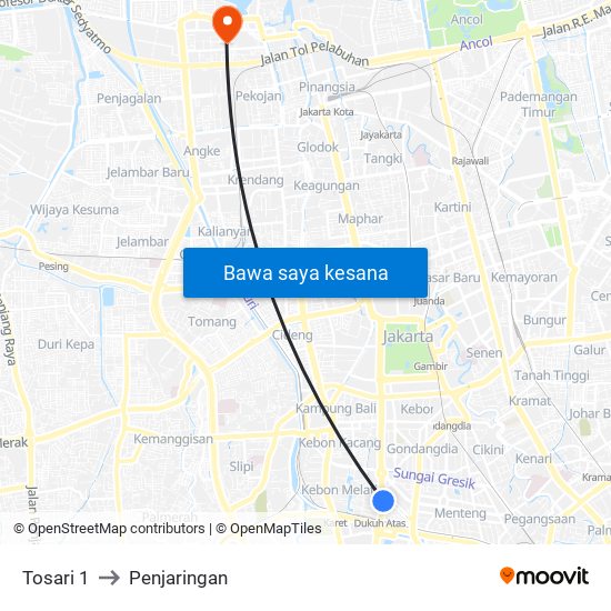 Tosari 1 to Penjaringan map