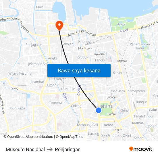 Museum Nasional to Penjaringan map