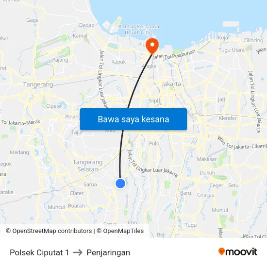 Polsek Ciputat 1 to Penjaringan map
