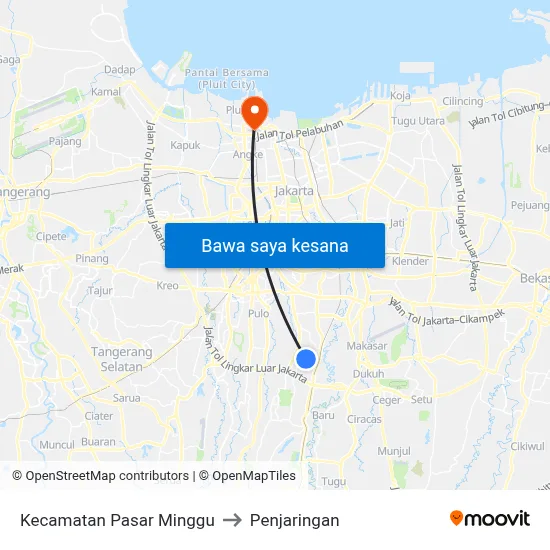 Kecamatan Pasar Minggu to Penjaringan map