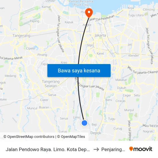Jalan Pendowo Raya. Limo. Kota Depok to Penjaringan map