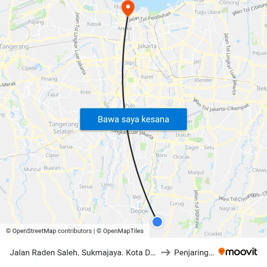 Jalan Raden Saleh. Sukmajaya. Kota Depok to Penjaringan map