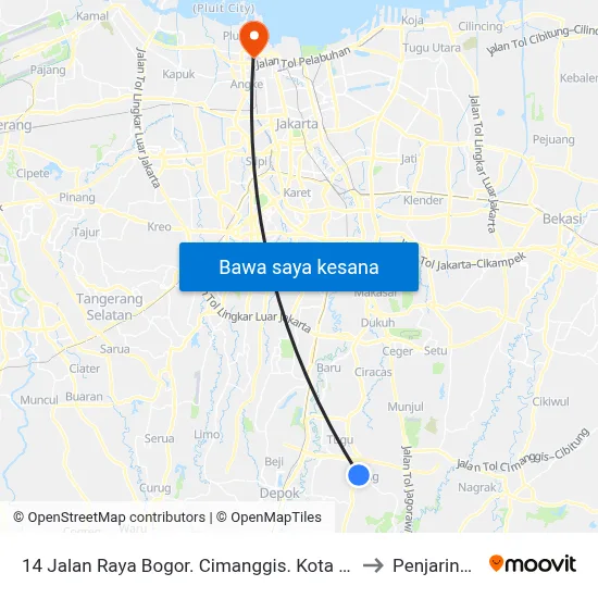 14 Jalan Raya Bogor. Cimanggis. Kota Depok to Penjaringan map