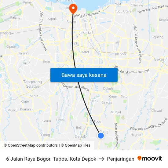 6 Jalan Raya Bogor. Tapos. Kota Depok to Penjaringan map