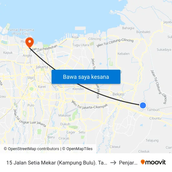 15 Jalan Setia Mekar (Kampung Bulu). Tambun Selatan. Bekasi to Penjaringan map