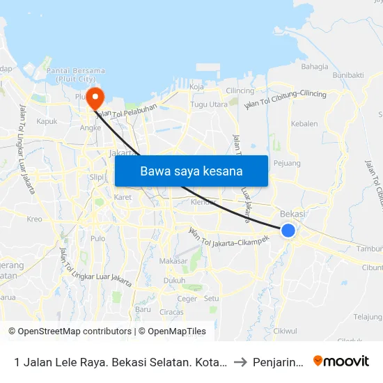 1 Jalan Lele Raya. Bekasi Selatan. Kota Bekasi to Penjaringan map