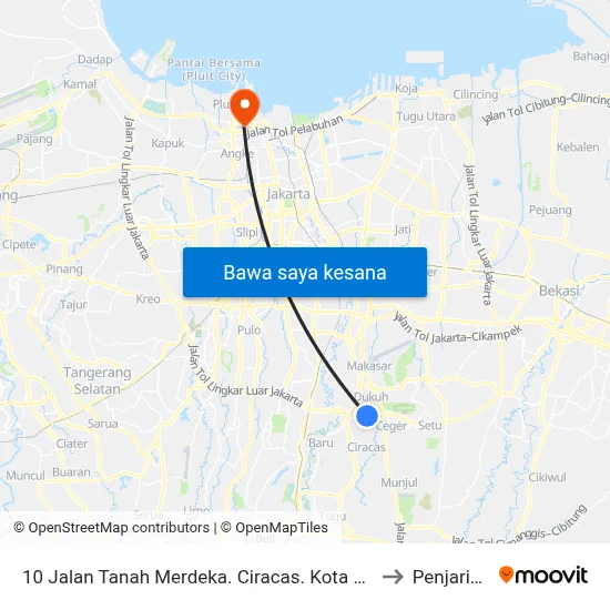 10 Jalan Tanah Merdeka. Ciracas. Kota Jakarta Timur to Penjaringan map