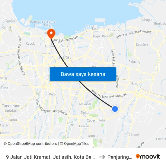 9 Jalan Jati Kramat. Jatiasih. Kota Bekasi to Penjaringan map