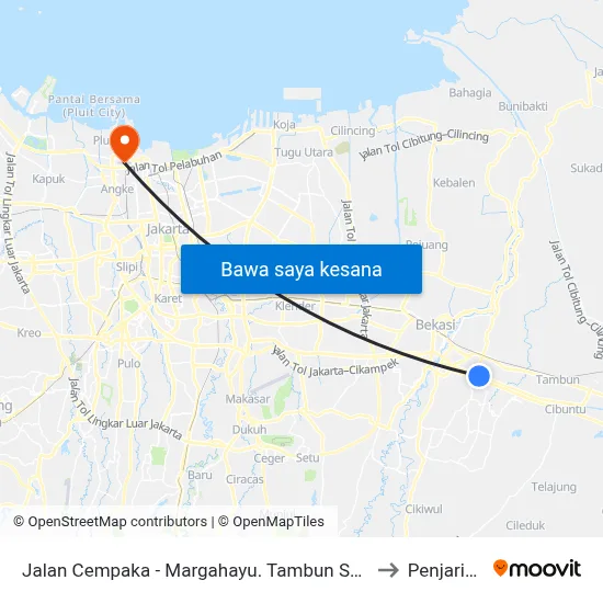 Jalan Cempaka - Margahayu. Tambun Selatan. Bekasi to Penjaringan map