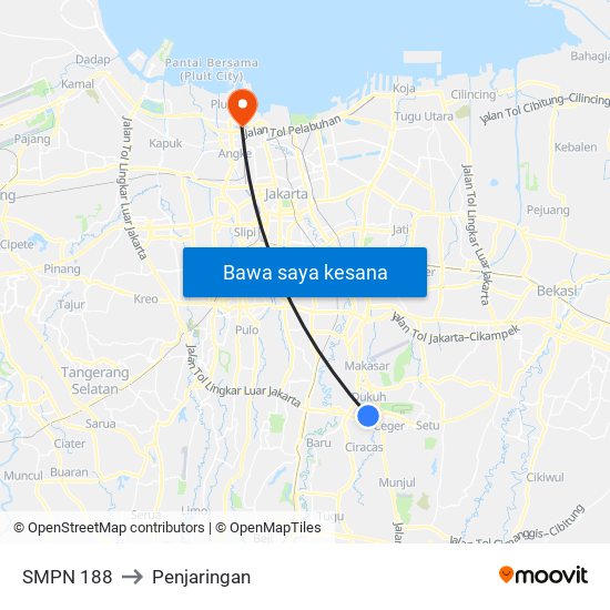 SMPN 188 to Penjaringan map