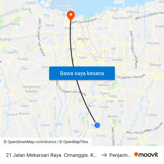21 Jalan Mekarsari Raya. Cimanggis. Kota Depok to Penjaringan map
