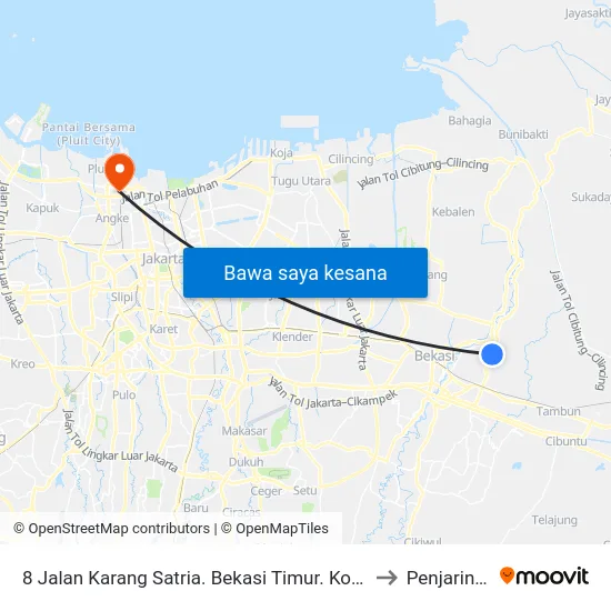 8 Jalan Karang Satria. Bekasi Timur. Kota Bekasi to Penjaringan map
