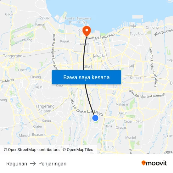 Ragunan to Penjaringan map