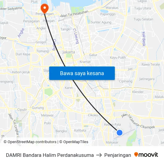 DAMRI Bandara Halim Perdanakusuma to Penjaringan map