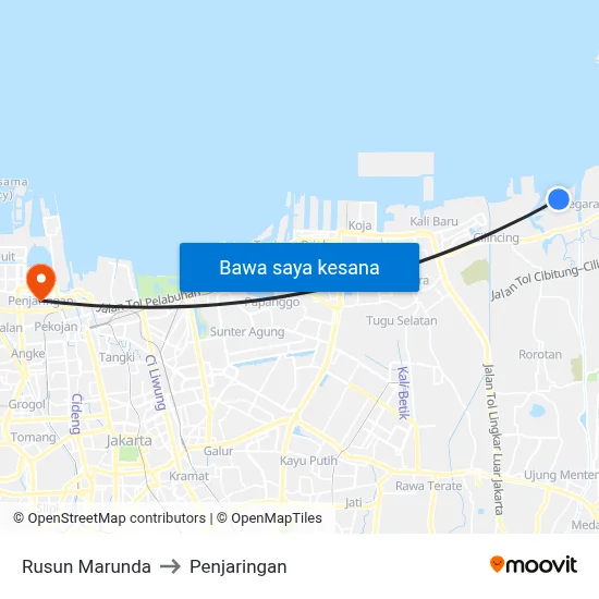 Rusun Marunda to Penjaringan map