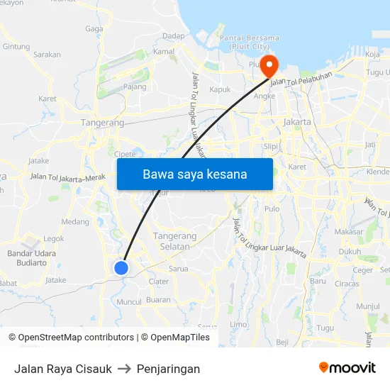 Jalan Raya Cisauk to Penjaringan map