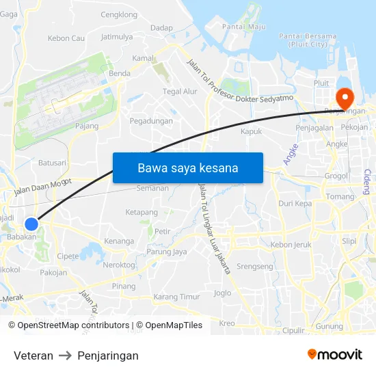 Veteran to Penjaringan map