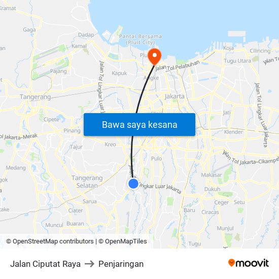 Jalan Ciputat Raya to Penjaringan map