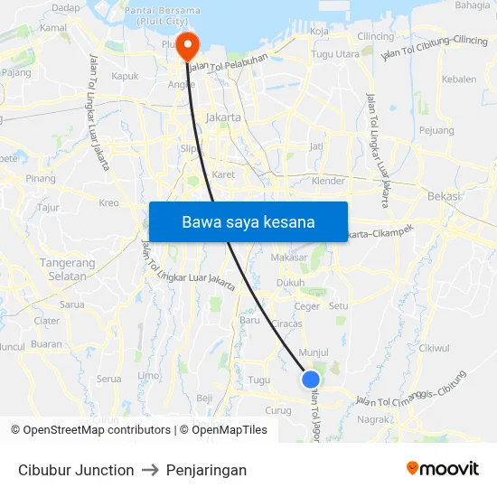 Cibubur Junction to Penjaringan map