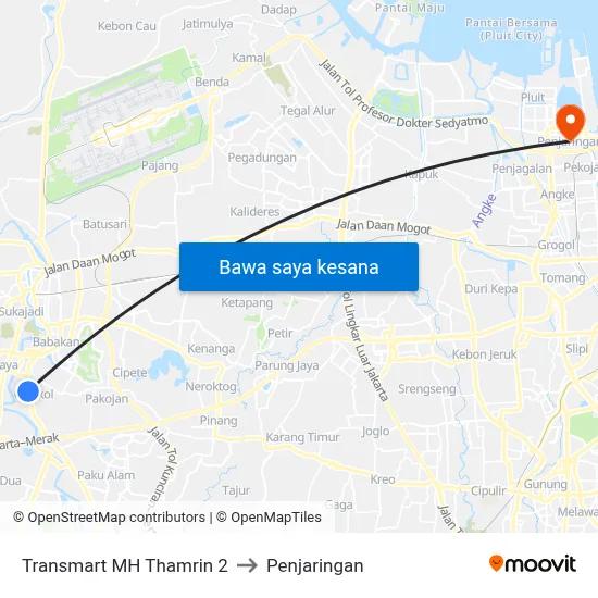 Transmart MH Thamrin 2 to Penjaringan map