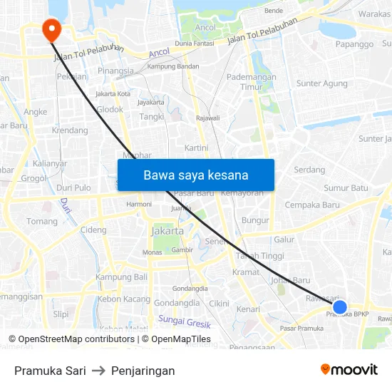 Pramuka Sari to Penjaringan map