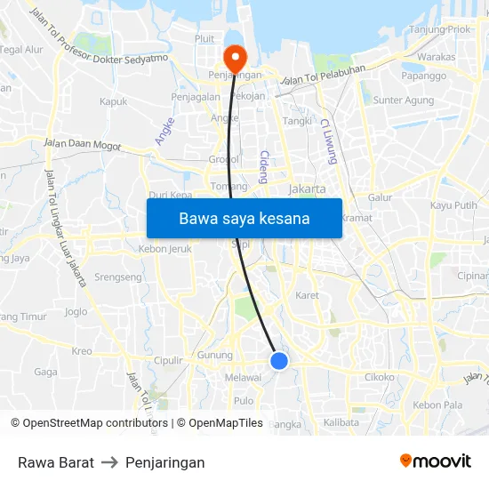 Rawa Barat to Penjaringan map