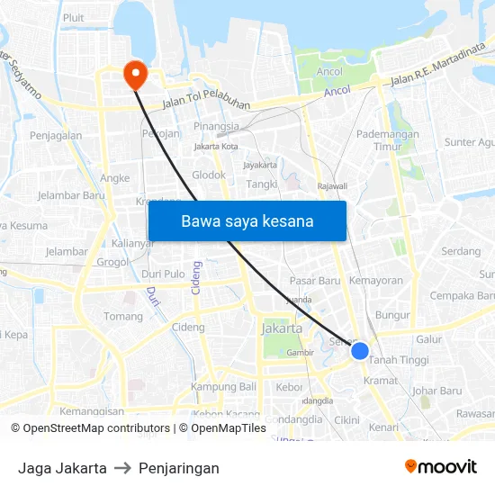 Jaga Jakarta to Penjaringan map