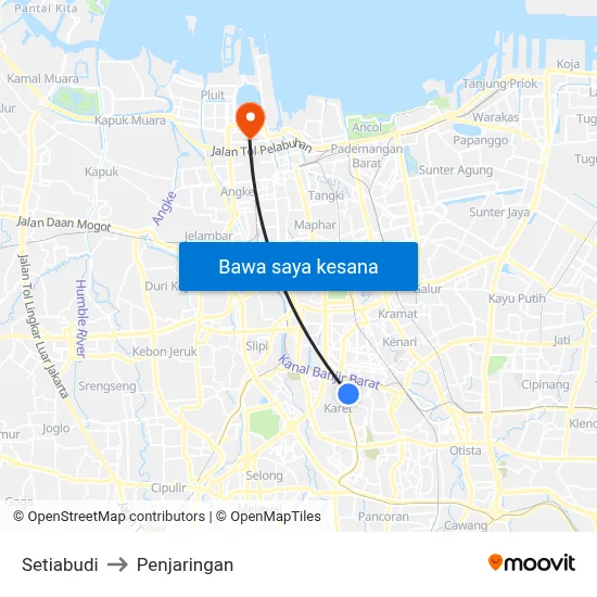 Setiabudi Integritas to Penjaringan map