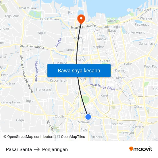 Pasar Santa to Penjaringan map