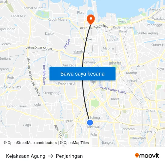 Kejaksaan Agung to Penjaringan map