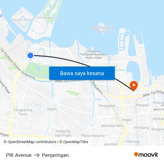 PIK Avenue to Penjaringan map