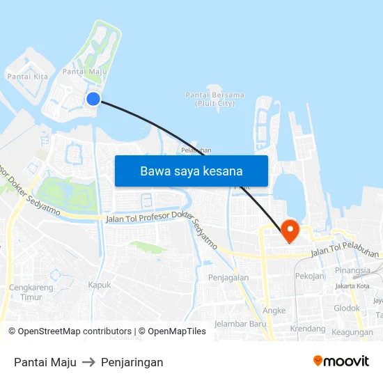 Pantai Maju to Penjaringan map