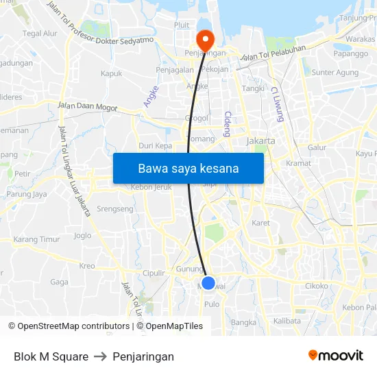 Blok M Square to Penjaringan map