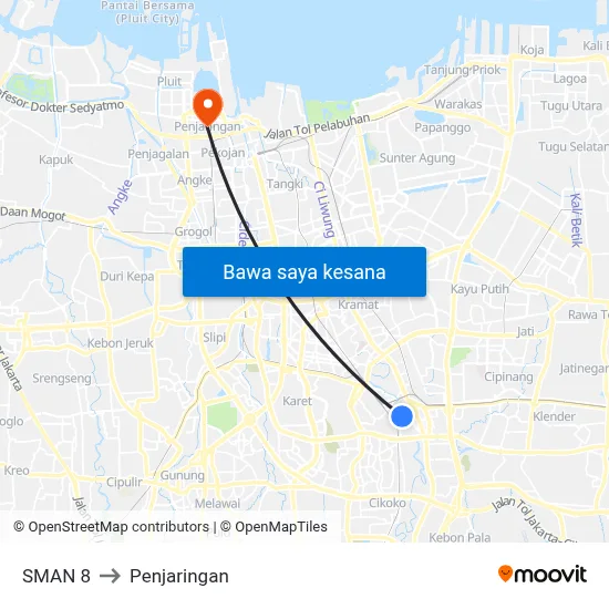 SMAN 8 to Penjaringan map