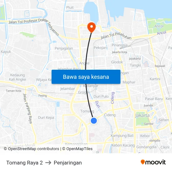 Tomang Raya 2 to Penjaringan map