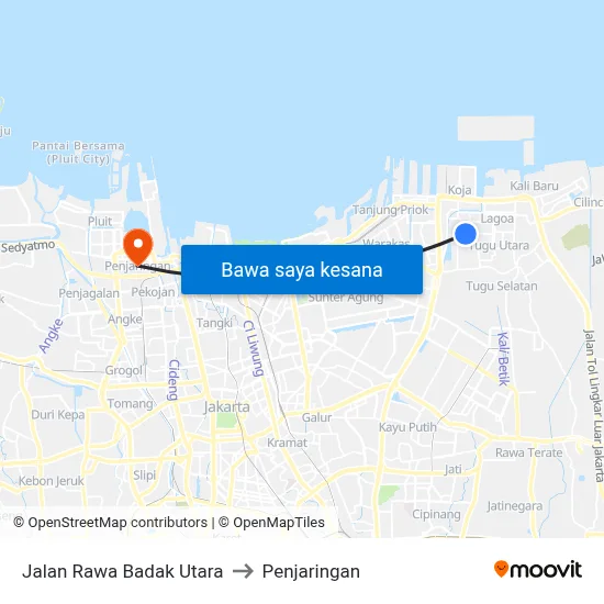 Jalan Rawa Badak Utara to Penjaringan map