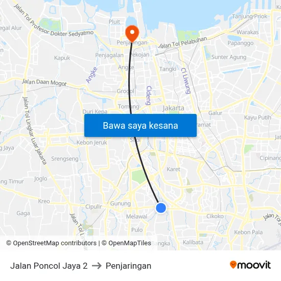Jalan Poncol Jaya 2 to Penjaringan map