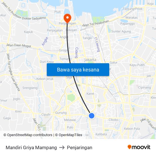 Mandiri Griya Mampang to Penjaringan map