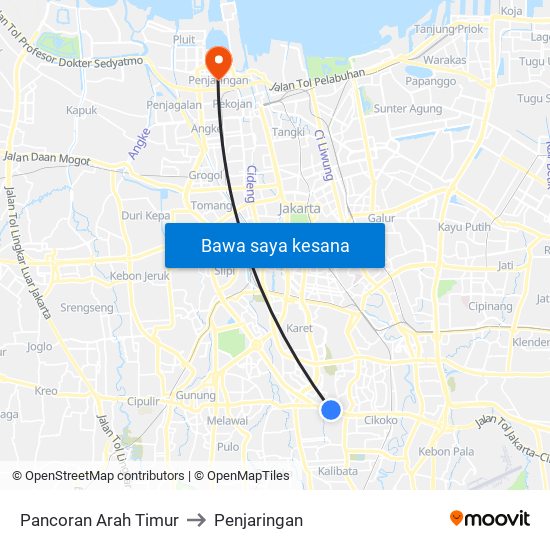 Pancoran Arah Timur to Penjaringan map