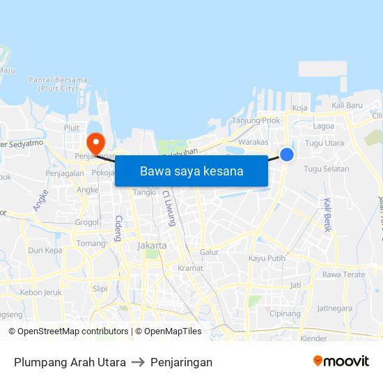 Plumpang Arah Utara to Penjaringan map