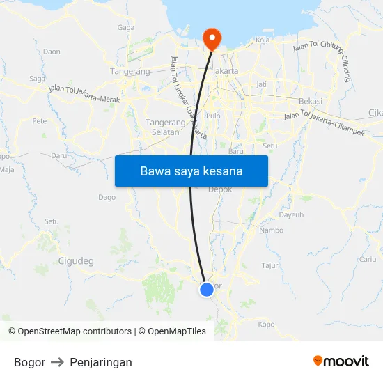 Bogor to Penjaringan map