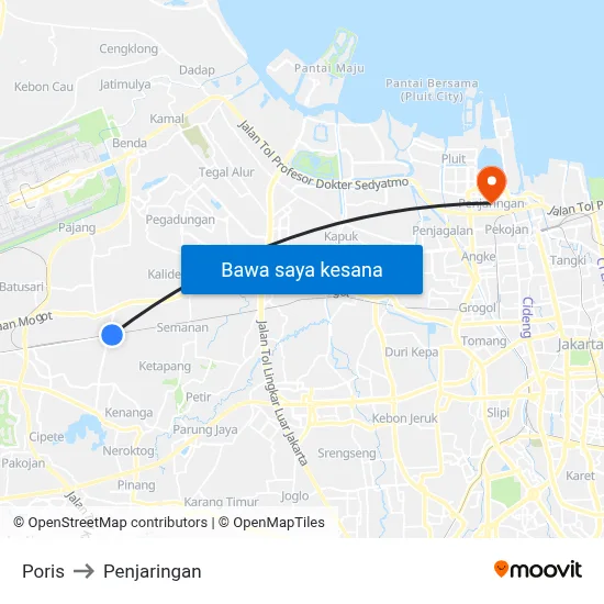 Poris to Penjaringan map