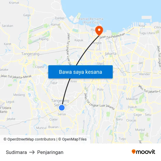 Sudimara to Penjaringan map