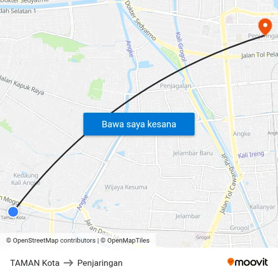 TAMAN Kota to Penjaringan map